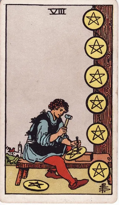 펜타클 8 (Eight of Pentacles) 타로 카드
