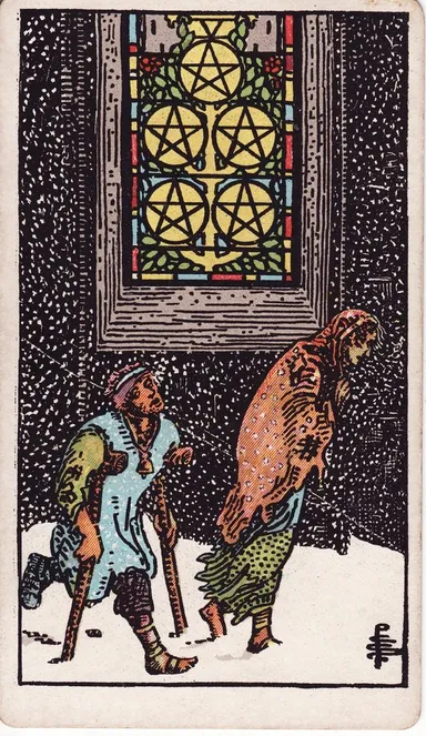 펜타클 5 (Five of Pentacles) 타로 카드