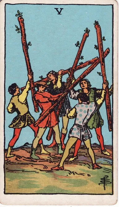 완드 5 (Five of Wands) 타로 카드