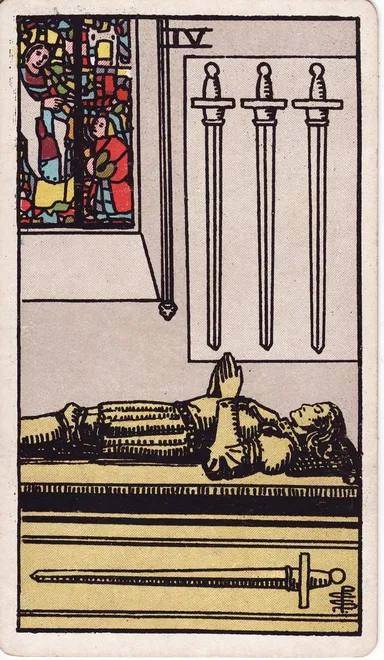 소드 4 (Four of Swords) 타로 카드