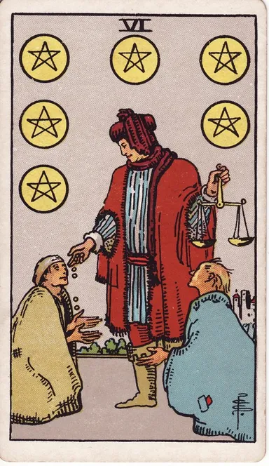 펜타클 6 (Six of Pentacles) 타로 카드